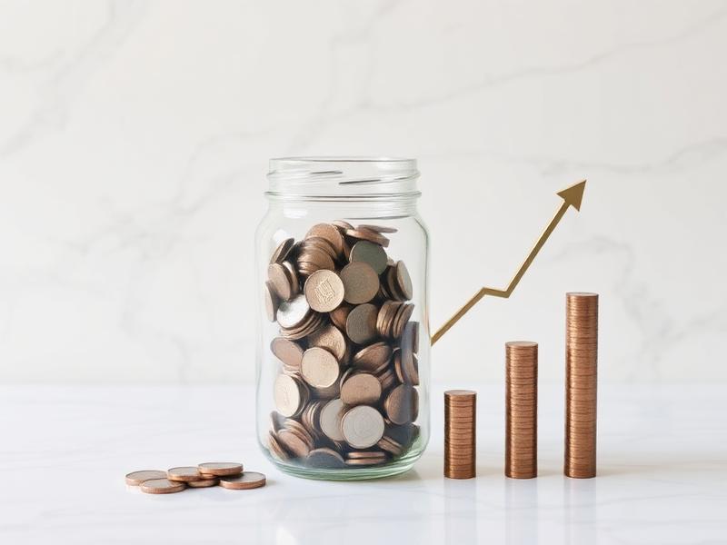 Sklenice s úsporami symbolizující růst financí
